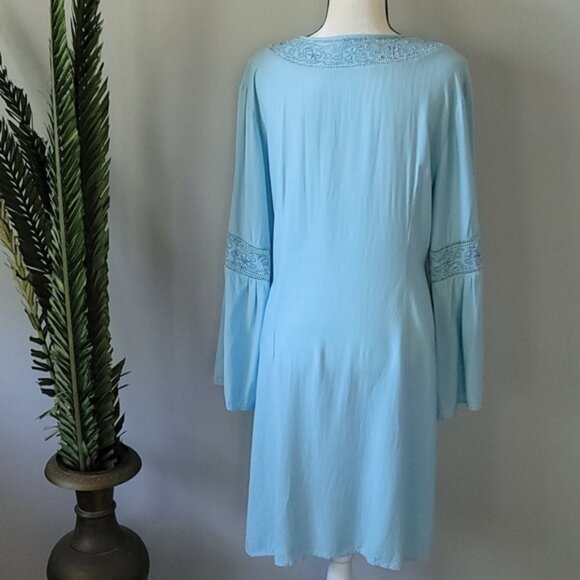 Calypso St. Barth sky blue deep v-neck sun dress - Picture 3 of 13